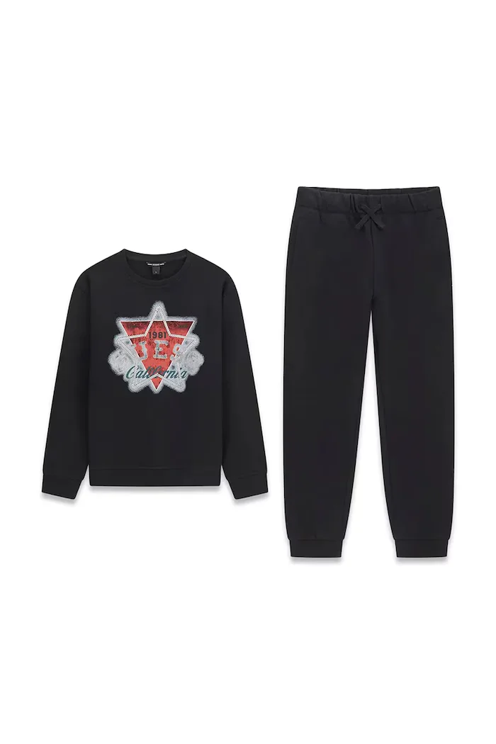 GUESS спортен комплект анцуг за деца от памук черен L6BG01 K6101
