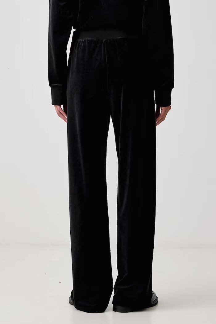 GUESS спортен панталон дамски от кадифе LOREN черен с висока талия O6BB07 K5063