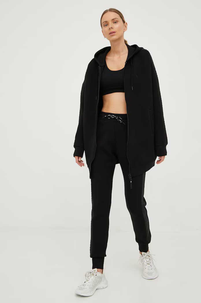 GUESS спортен панталон дамски с вискоза ALLIE черен с висока талия V2YB18 K7UW2