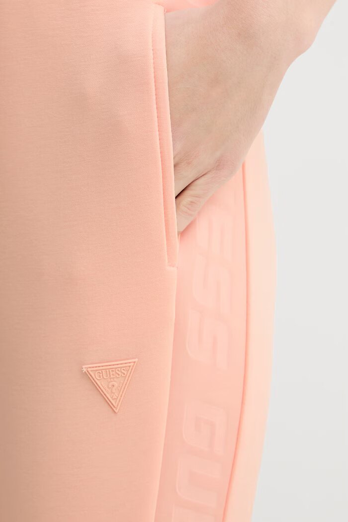 GUESS спортен панталон дамски с вискоза ALLIE оранжев с висока талия V2YB18 K7UW2