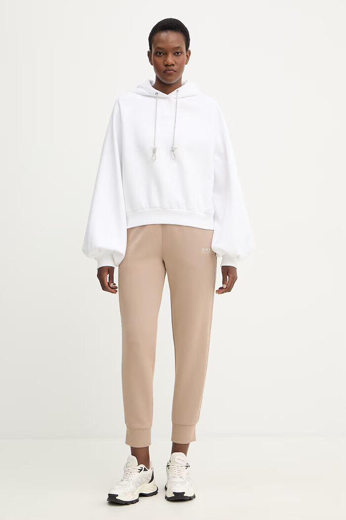 GUESS Спортен панталон NEW VICTOIRE в бежово с изчистен дизайн W6RB45 KBYE2