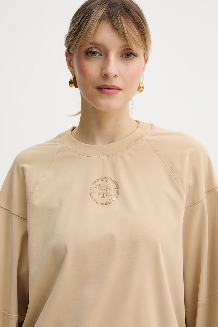 GUESS Суичър 4G в бежово с апликация W6RQ13 KD332