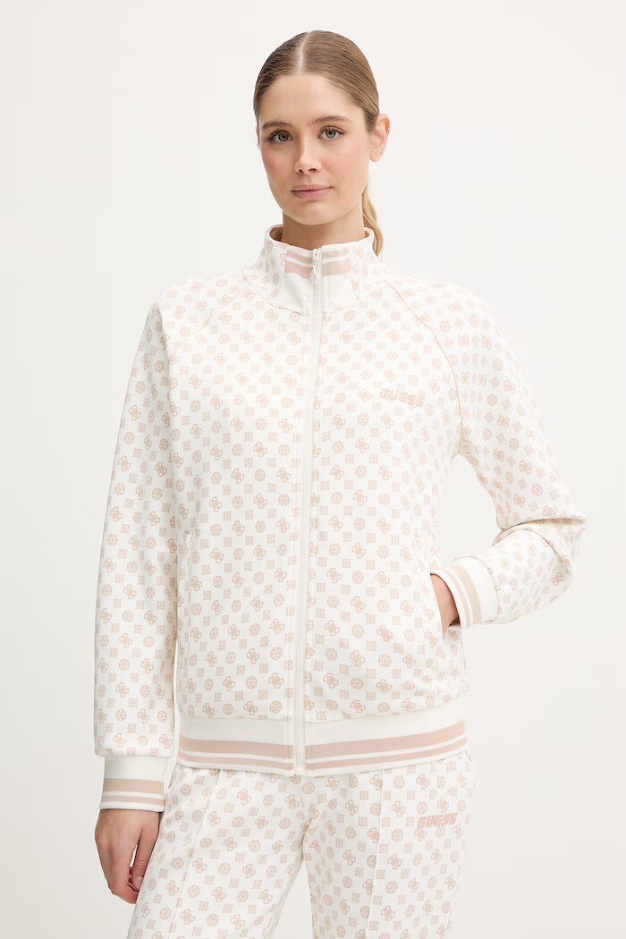 GUESS Суичър AGGIE в бежово с десен V5YQ03 KB212