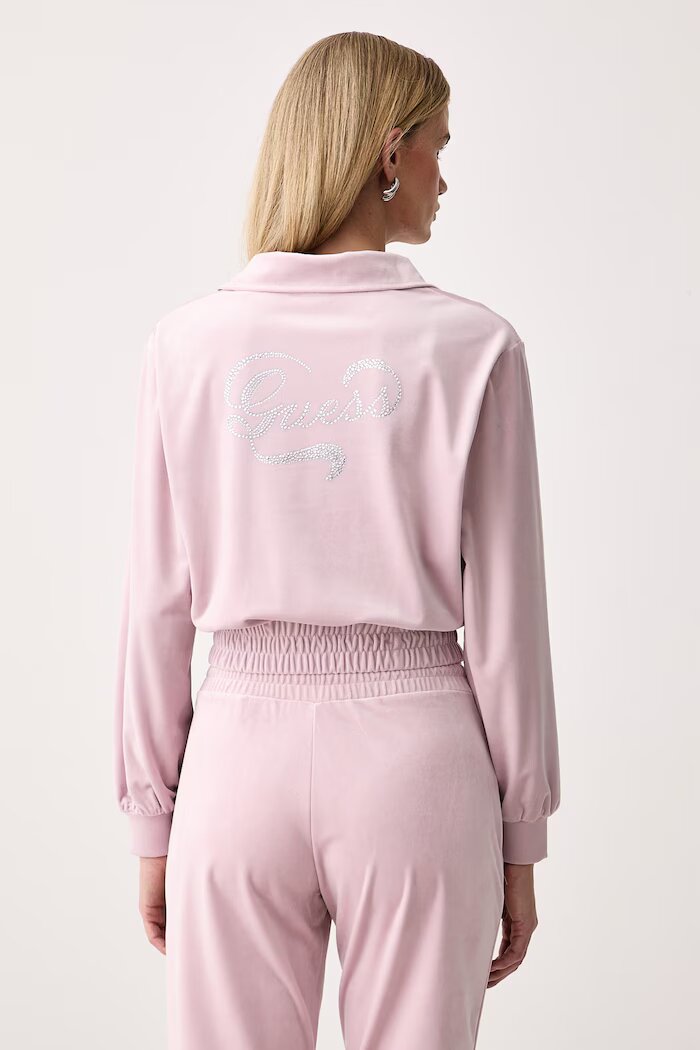 GUESS суичър дамски от кадифе AMALIA виолетов V6BQ08 K6302