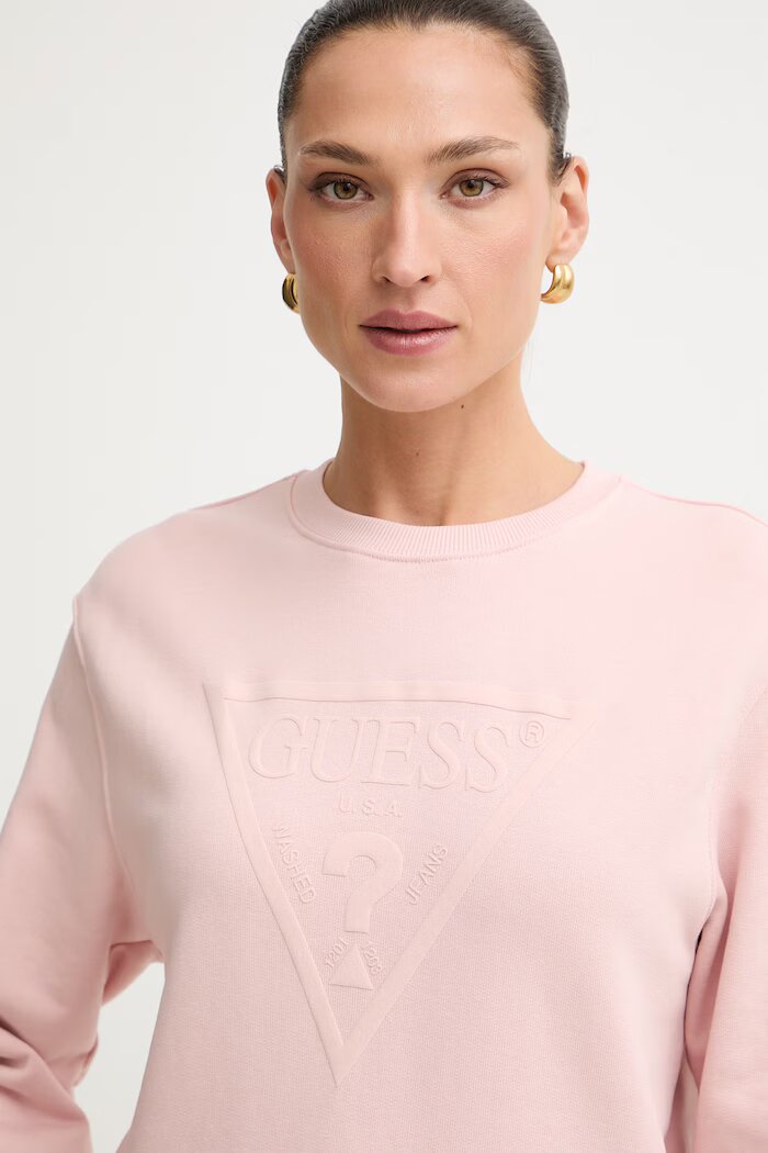 GUESS суичър дамски с памук розов W6YQ04 K3858