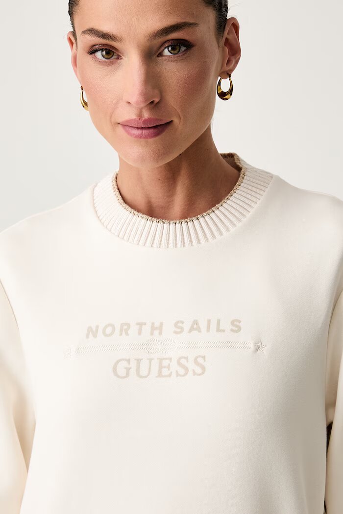GUESS суичър дамски с памук X NORTH SAILS бежов W6YQ23 K5316