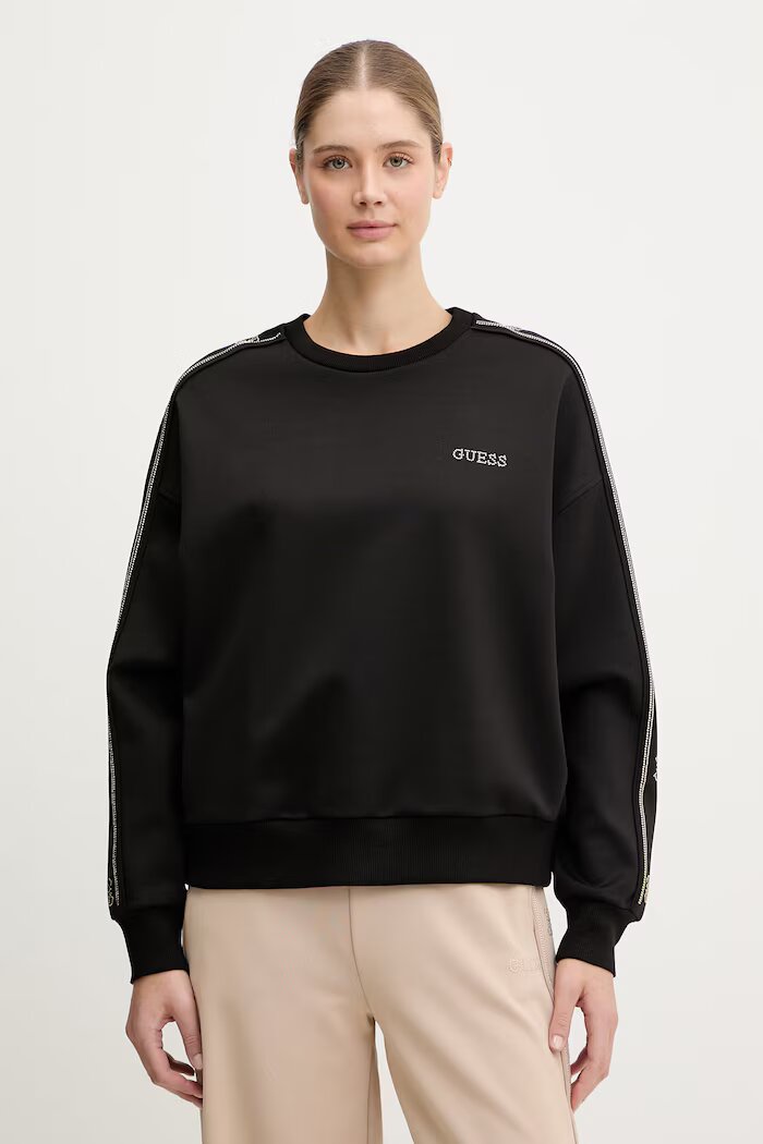GUESS Суичър OCTAVIA в черно с апликация V6RQ96 KCX22