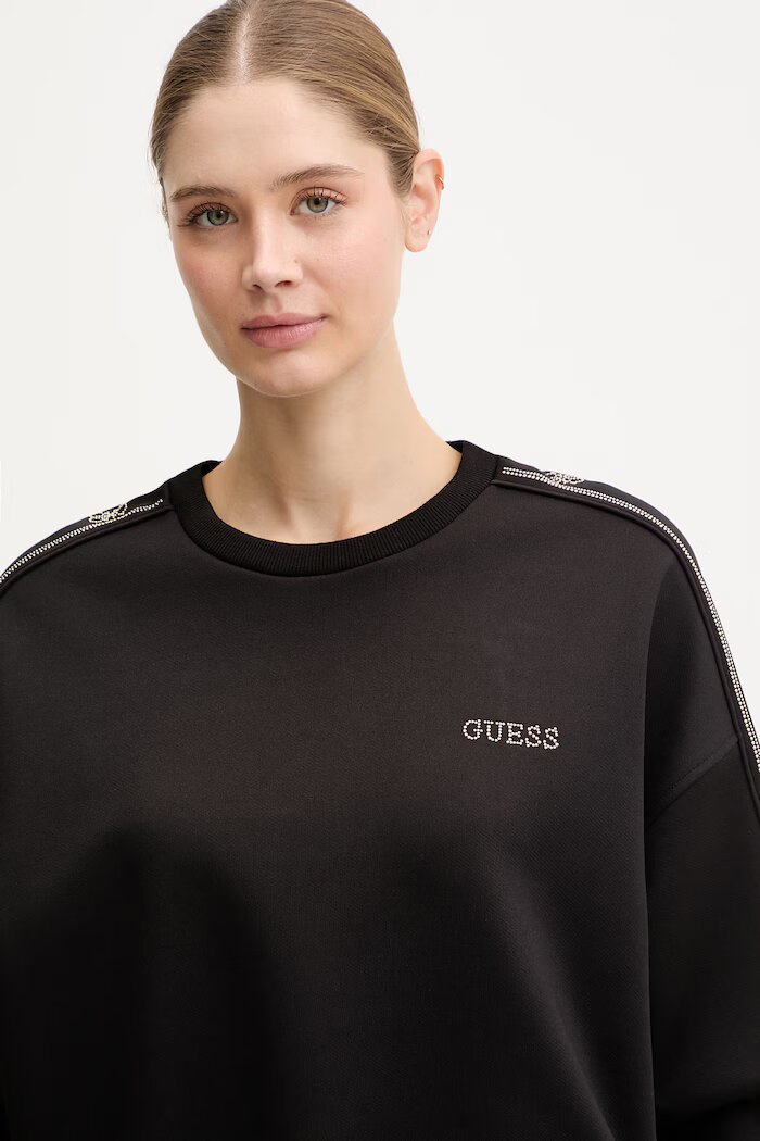 GUESS Суичър OCTAVIA в черно с апликация V6RQ96 KCX22