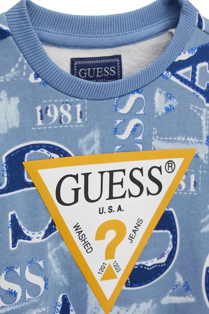 GUESS суичър с качулка за деца от памук син N6BQ02 K6111