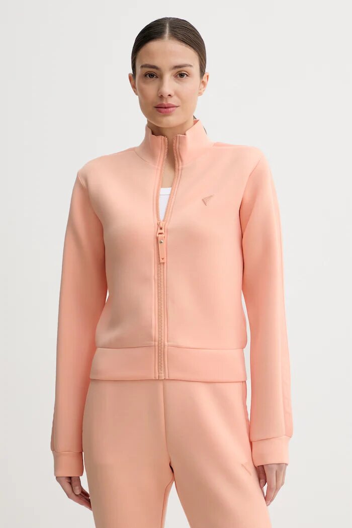 GUESS суичър с цип дамски с вискоза NEW ALLIE оранжев V2YQ17 K7UW2
