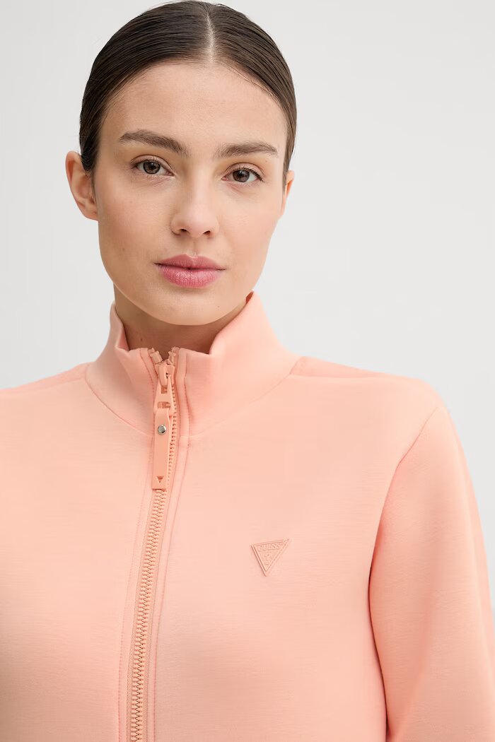 GUESS суичър с цип дамски с вискоза NEW ALLIE оранжев V2YQ17 K7UW2
