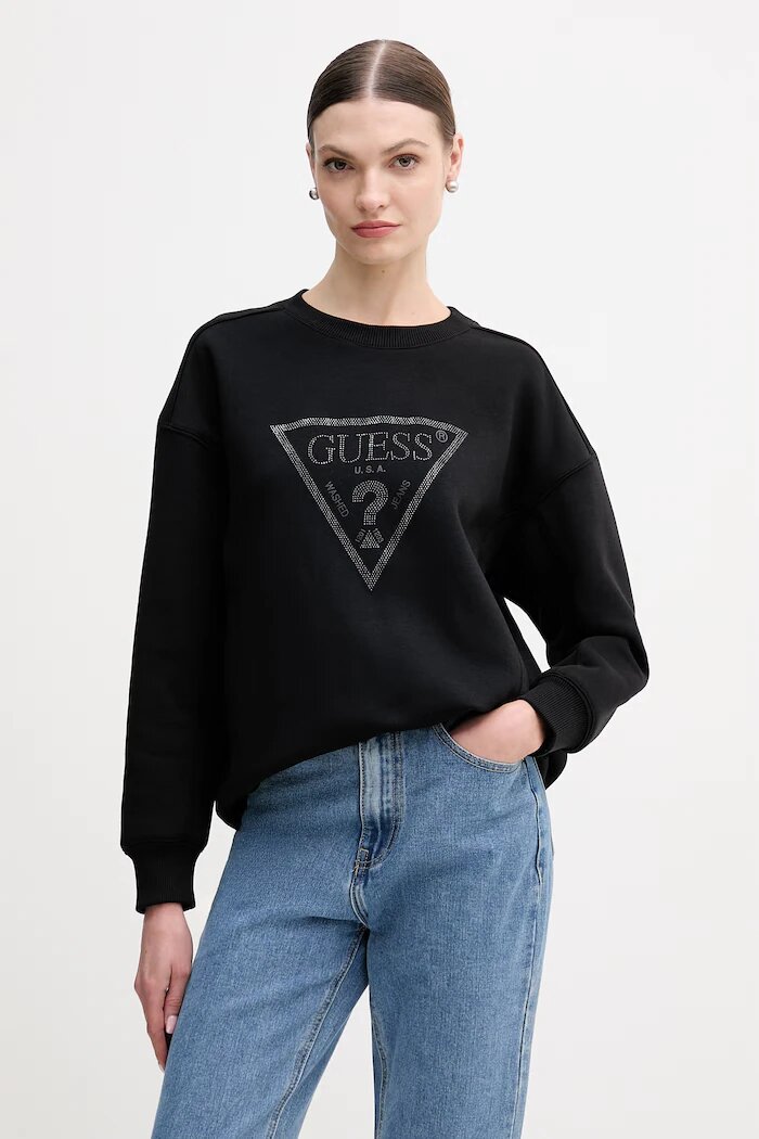 GUESS Суичър в черно с принт W6RQ16 KB681