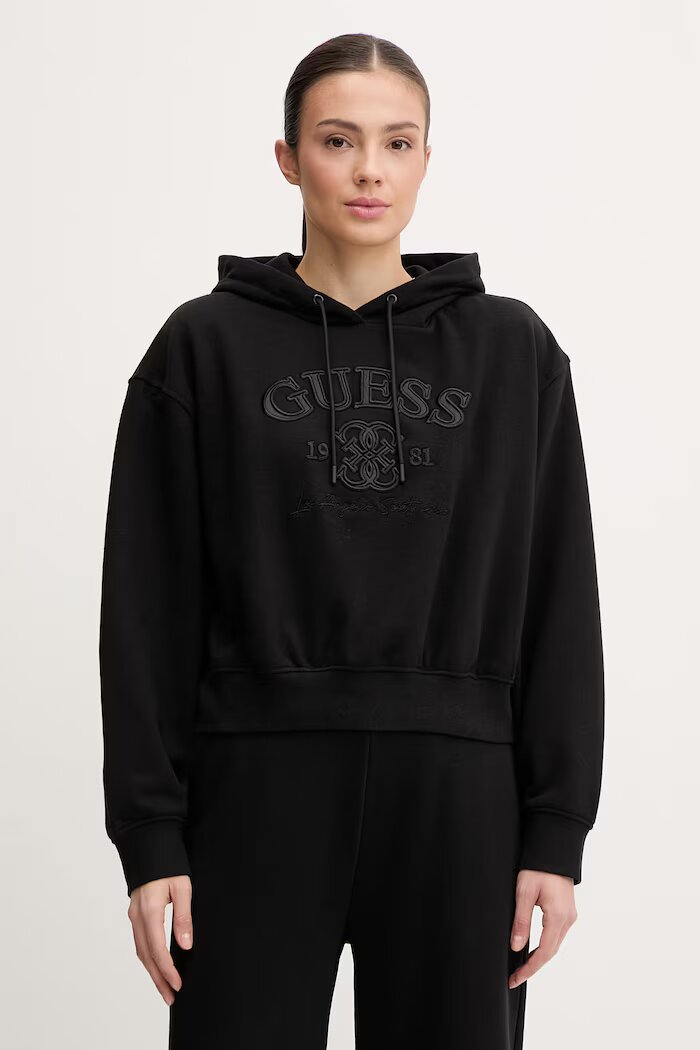 GUESS Суичър YAYOI в черно с качулка с апликация V6RQ03 KD761