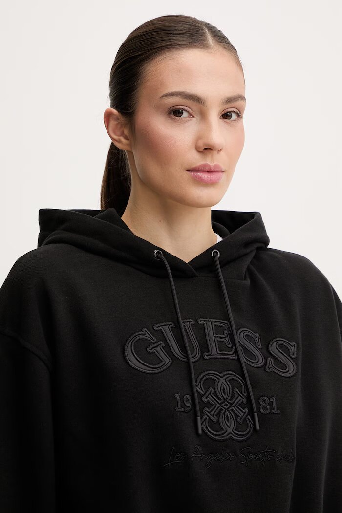 GUESS Суичър YAYOI в черно с качулка с апликация V6RQ03 KD761