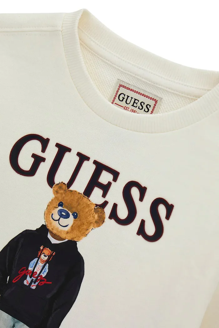 GUESS суичър за деца от памук бежов N6YQ05 K4096