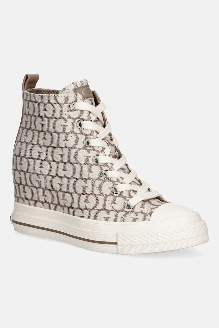 GUESS SUNDAE високи кецове дамски бежови високи FLTSUN FAL12