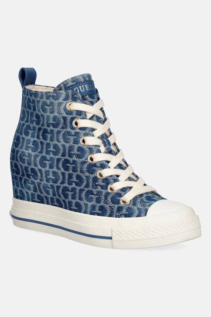 GUESS SUNDAE високи кецове дамски сини високи FLTSUN FAL12