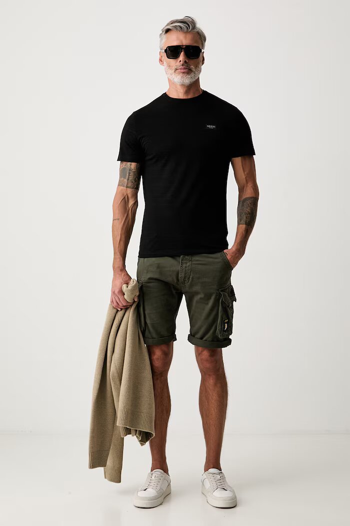 GUESS тениска basic мъжка от памук с еластан черна M6YI48 K4234