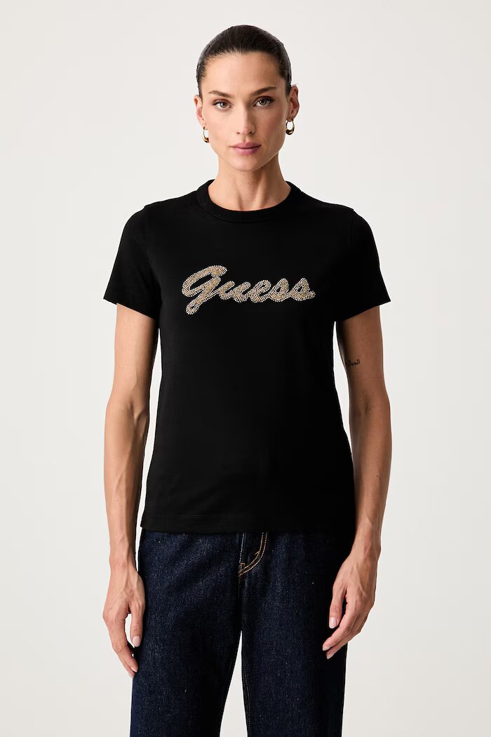 GUESS тениска дамска от памук черна W6YI29 K4348