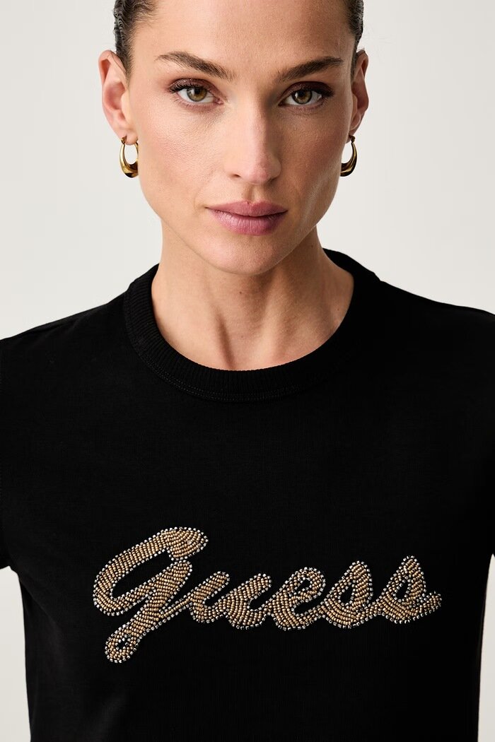GUESS тениска дамска от памук черна W6YI29 K4348