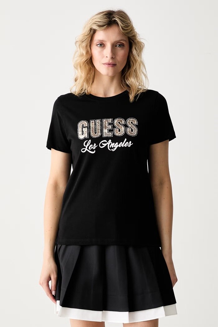 GUESS тениска дамска от памук черна W6YI30 K4349
