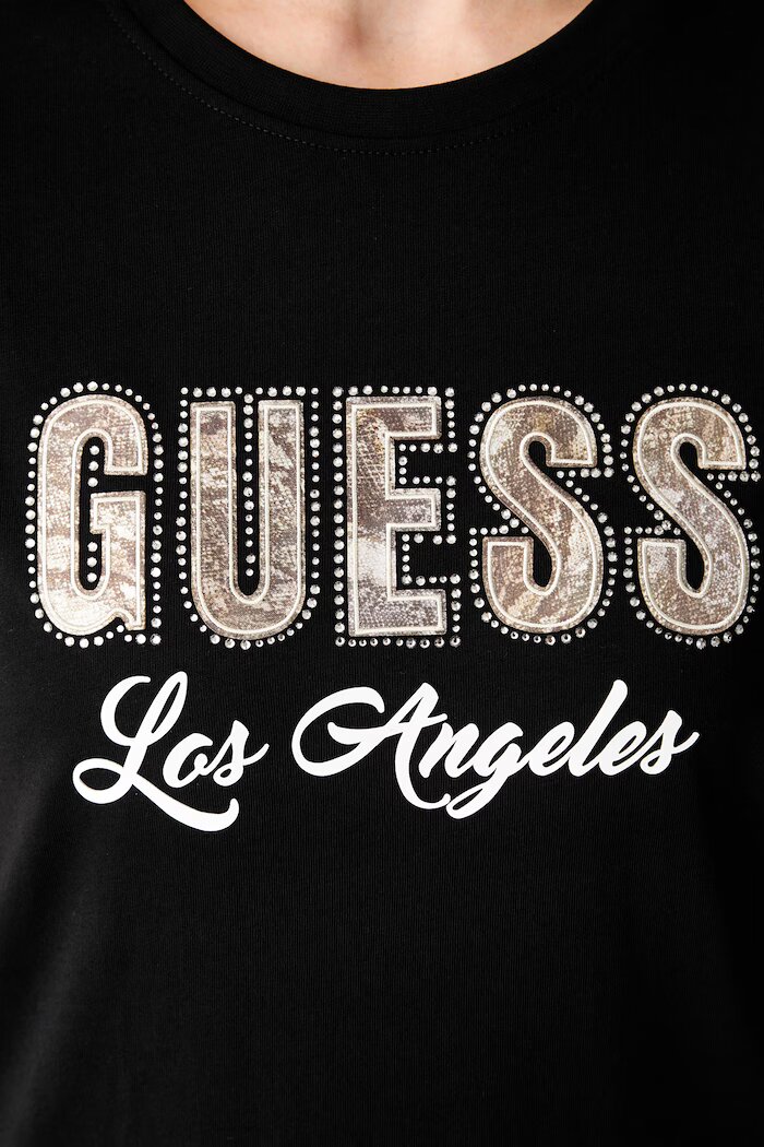 GUESS тениска дамска от памук черна W6YI30 K4349