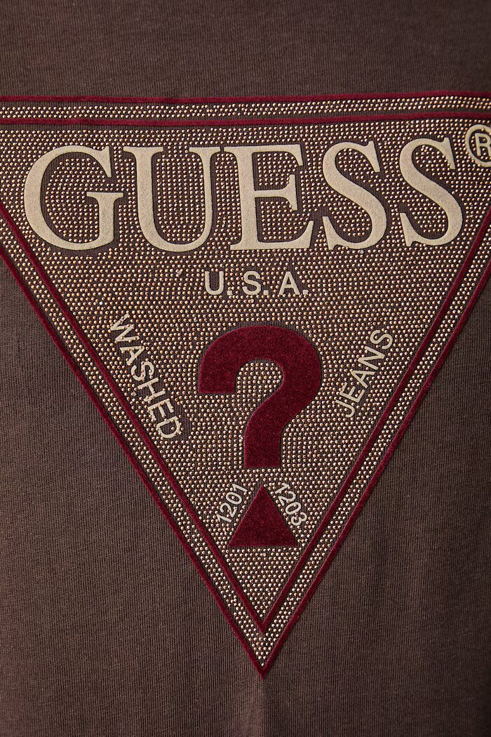 GUESS тениска дамска от памук кафява W6BI20 K6039