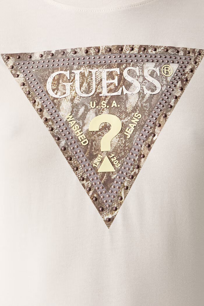 GUESS тениска дамска от памук с еластан бежова W6YI31 K4350