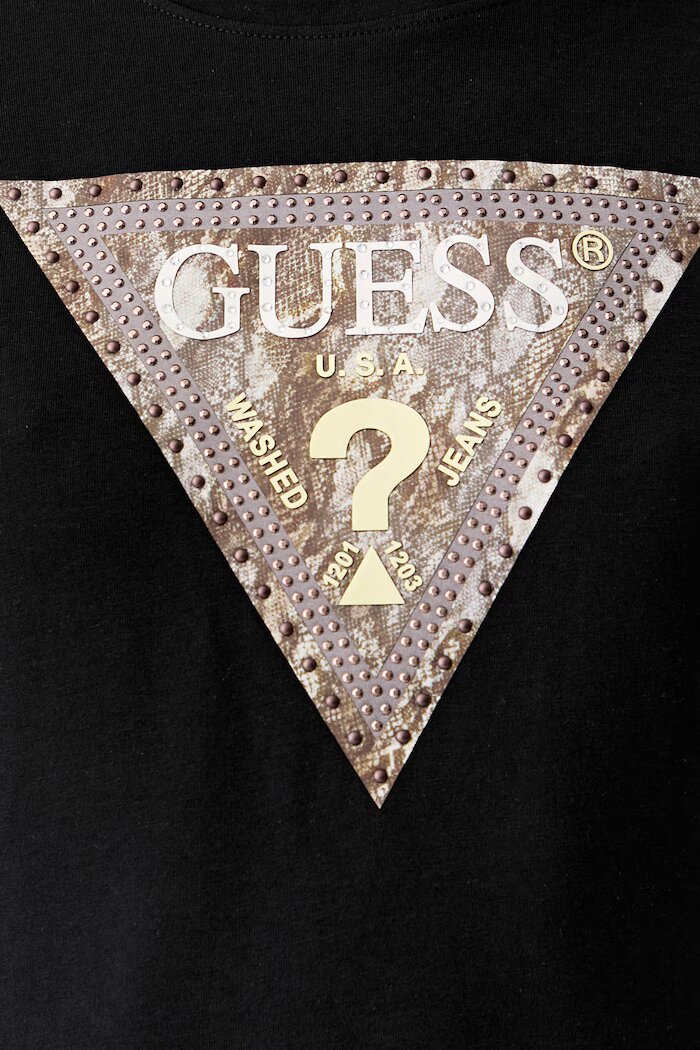 GUESS тениска дамска от памук с еластан черна W6YI31 K4350