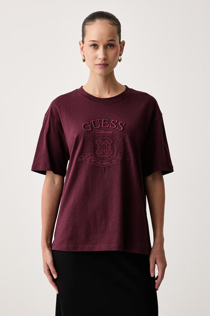 GUESS тениска дамска от памук SIBILLA бордо V6BI04 K6270