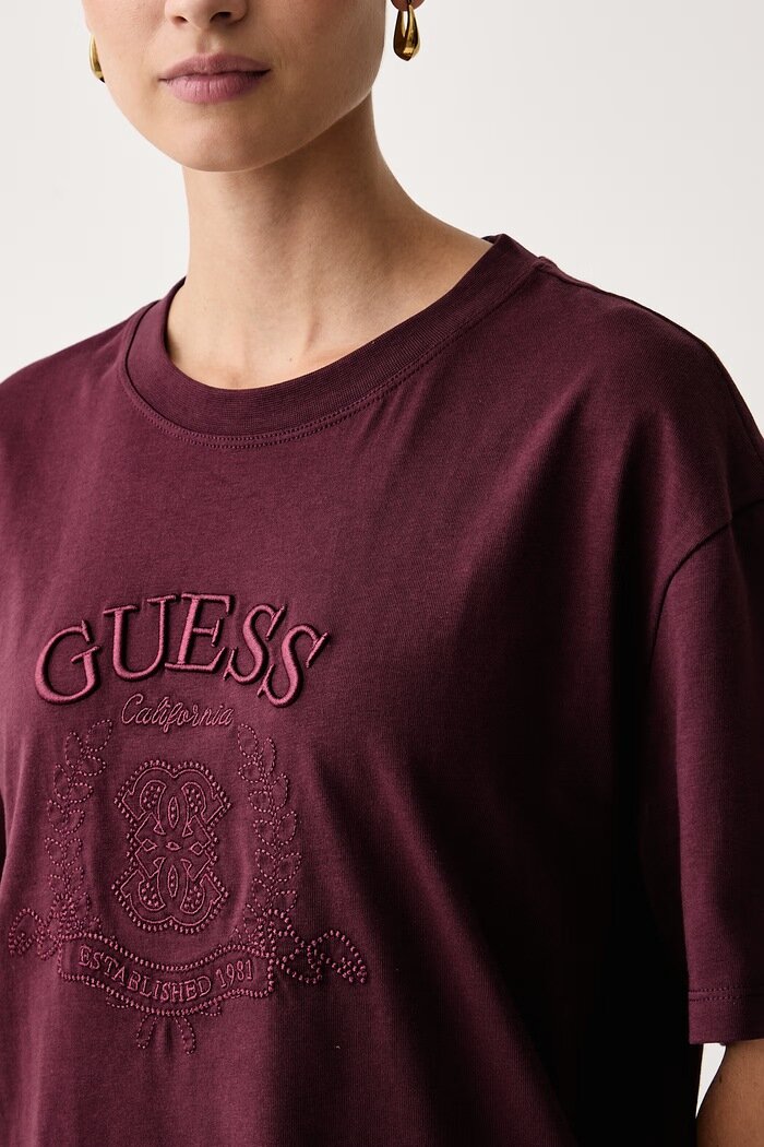 GUESS тениска дамска от памук SIBILLA бордо V6BI04 K6270