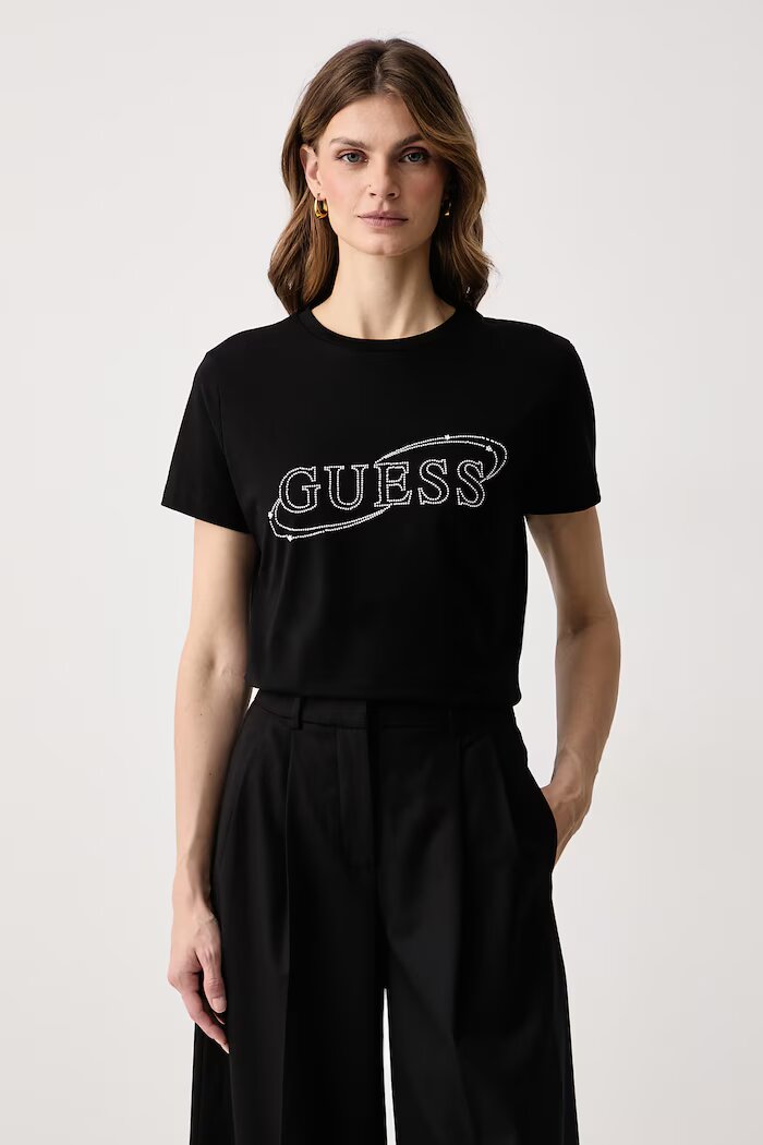 GUESS тениска дамска с памук черна V6BI01 K6248