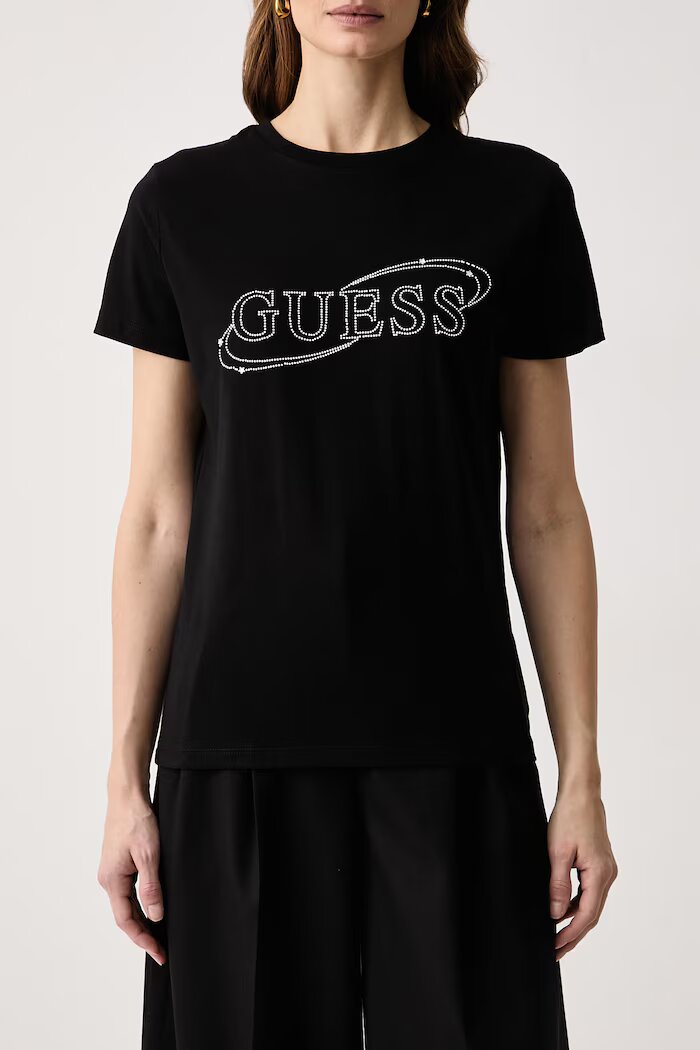 GUESS тениска дамска с памук черна V6BI01 K6248