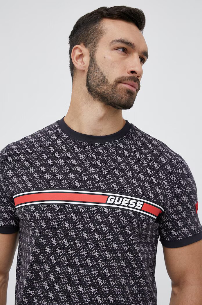 GUESS Тениска JAMEY в черно с десен Z2BI09 J1314