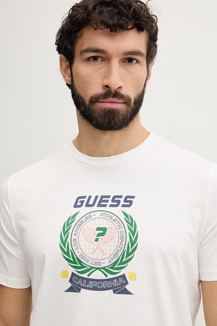 GUESS тениска мъжка памучна DAVEN бежова Z6GI16 K3206