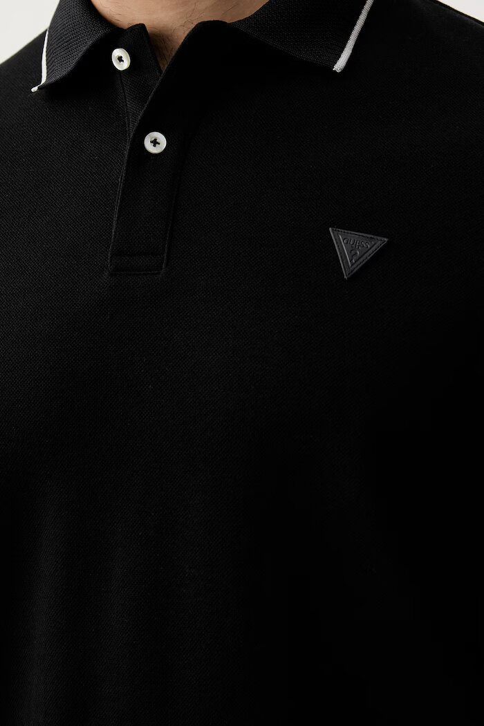 GUESS тениска с яка мъжка с памук черна M6YP11 K4390