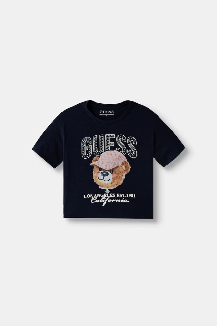 GUESS тениска за деца от памук с еластан тъмносиня J6YI28 K3761