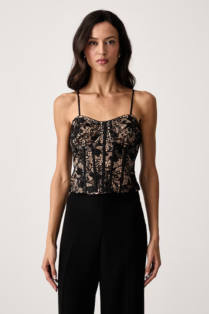 GUESS топ дамски от дантела MONICA черен W6BH58 W4442