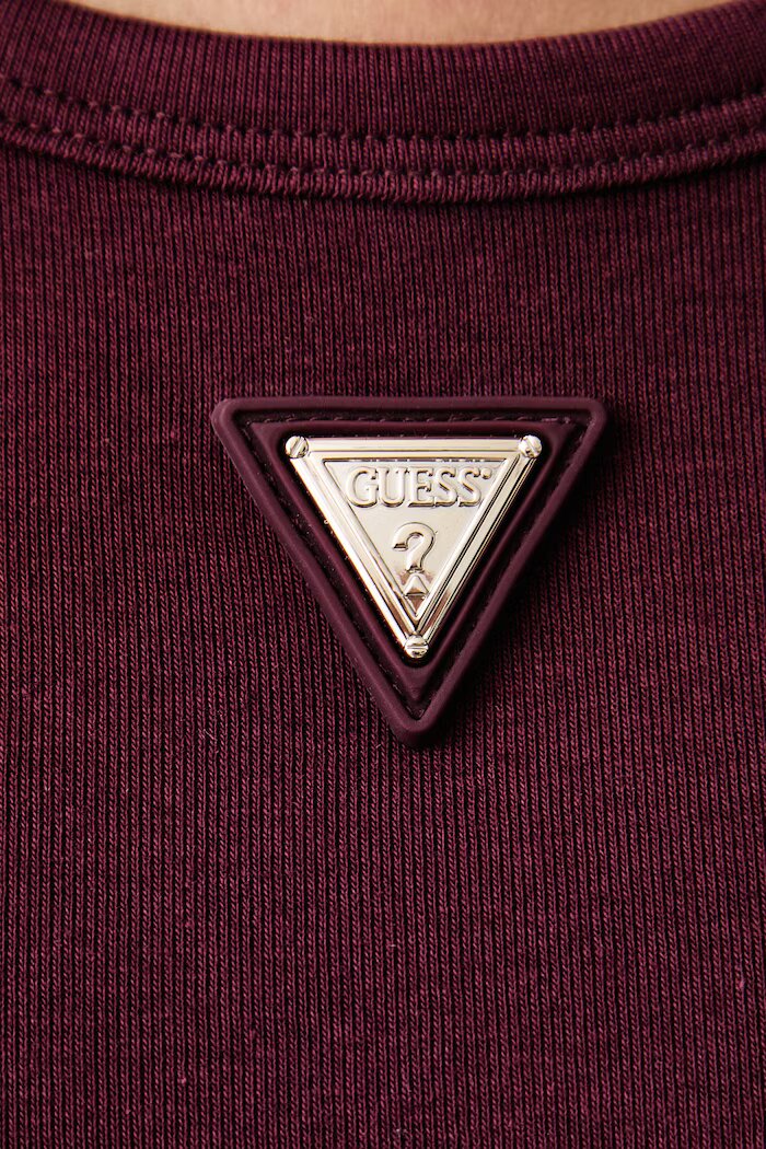 GUESS топ дамски с памук OLYMPE бордо V6YP09 K4312