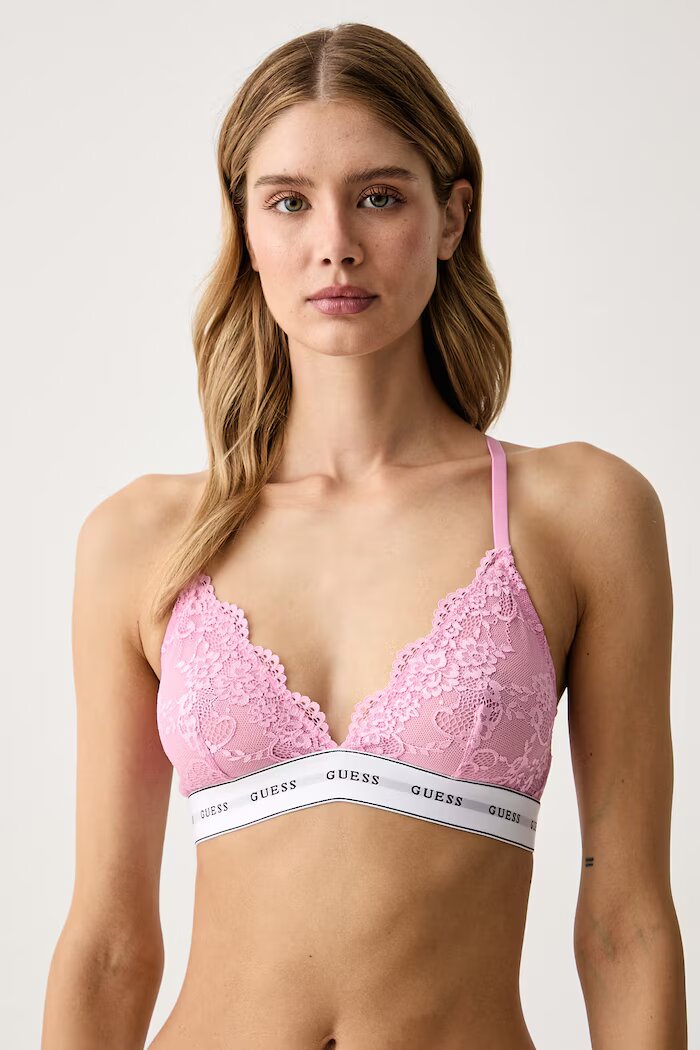 GUESS триъгълен сутиен от дантела BELLE розов O97C02 KBBT0