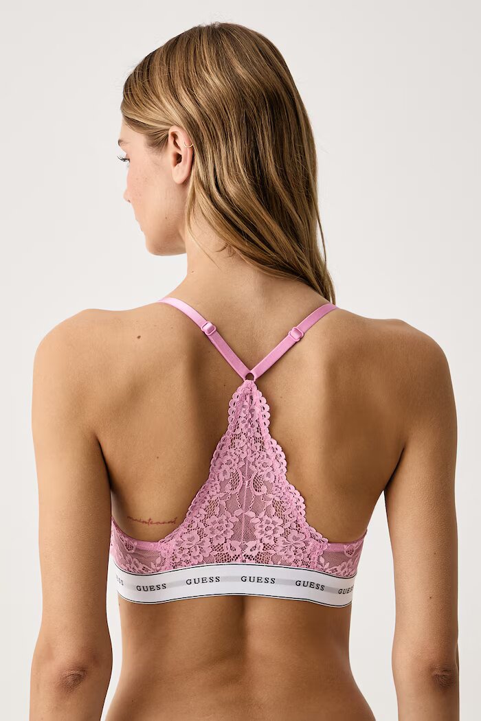 GUESS триъгълен сутиен от дантела BELLE розов O97C02 KBBT0