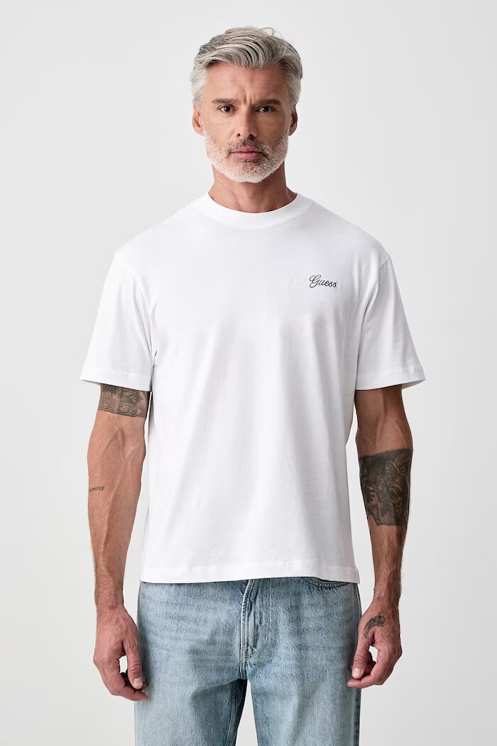 GUESS уголемена тениска мъжка от памук бяла M6BI35 K6174