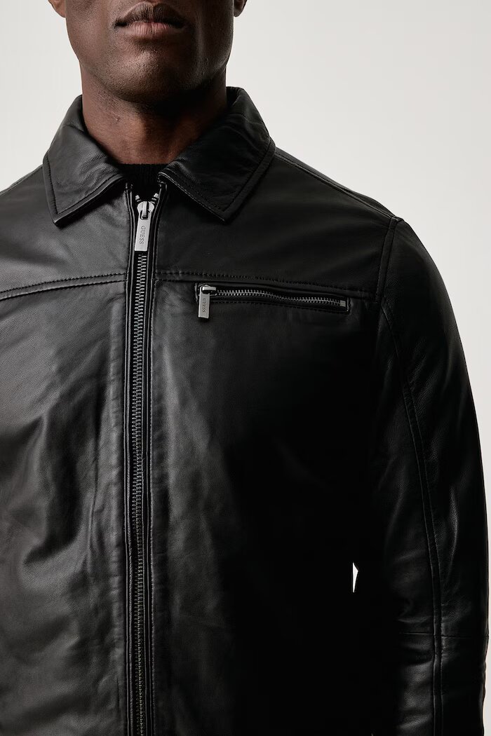 GUESS яке мъжко от кожа черно M6BL57 L0159