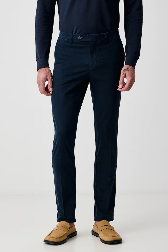 Hackett London панталон чино мъжки от памук с еластан тъмносин HM2100068R