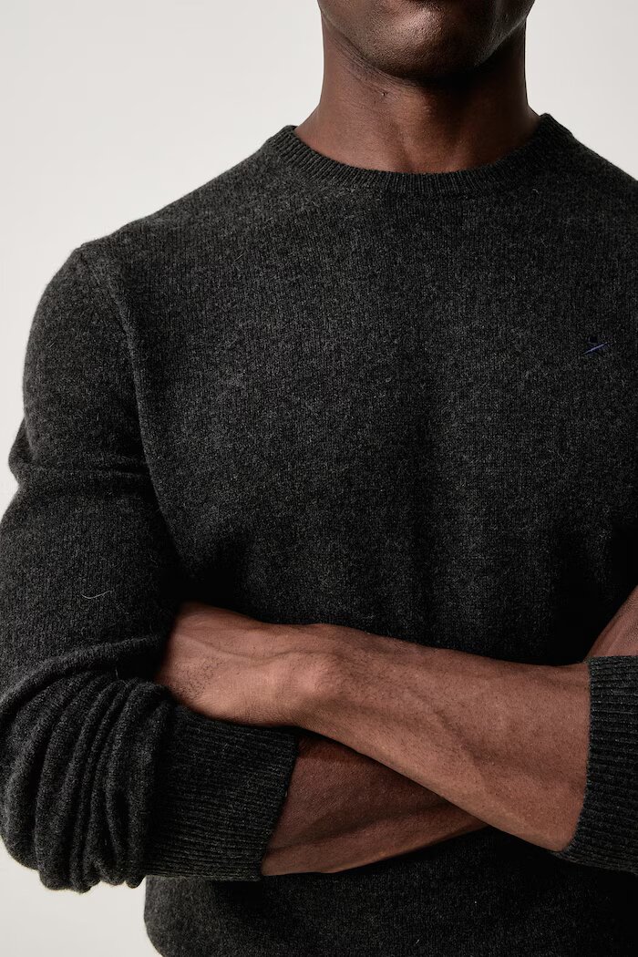 Hackett London пуловер мъжки от вълна сив HM7000287