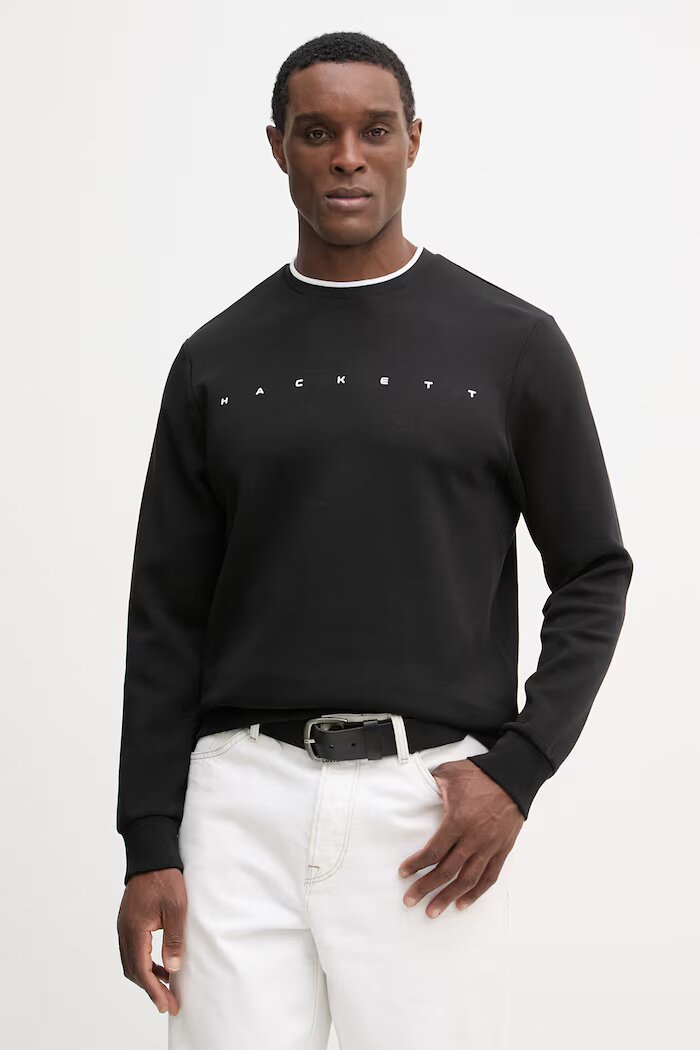 Hackett London Суичър мъжки в черно с принт HM5800087