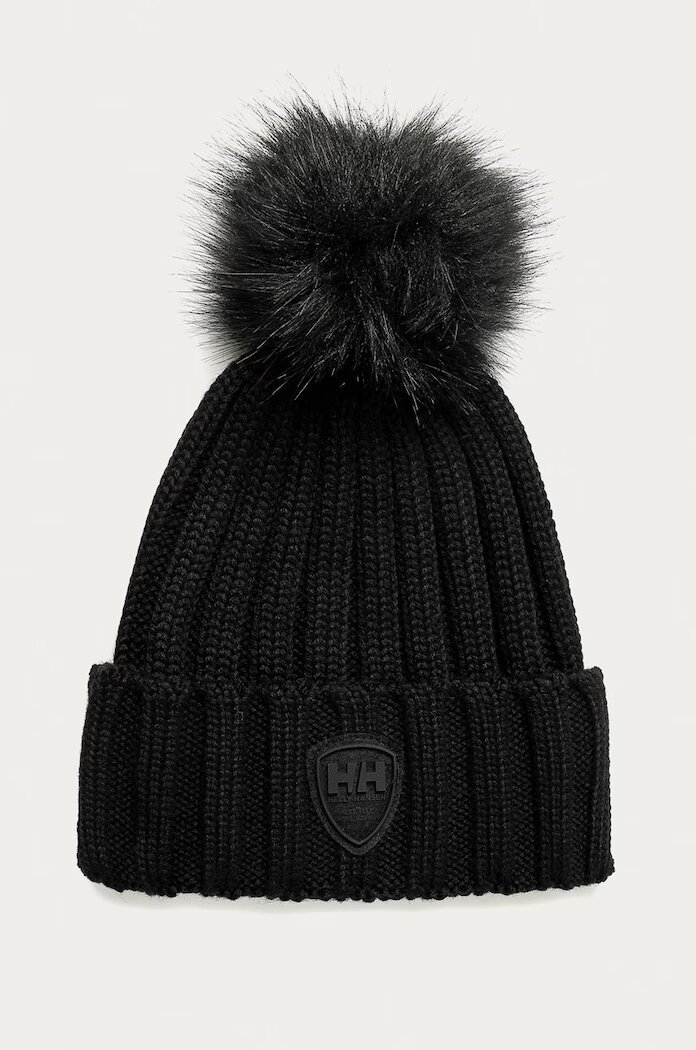 Helly Hansen шапка с помпон дамска с вълна черна 67156
