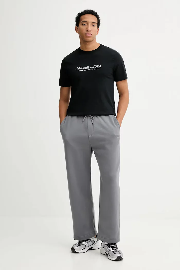 Hollister Co. Спортен панталон мъжки в сиво с апликация KI334-5137-120