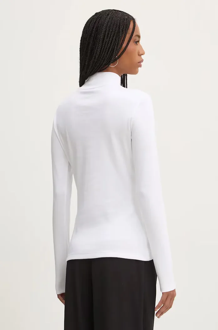 HUGO Blue блуза с дълги ръкави дамска от памук с еластан Easy Longsleeve_B бяла 50525318