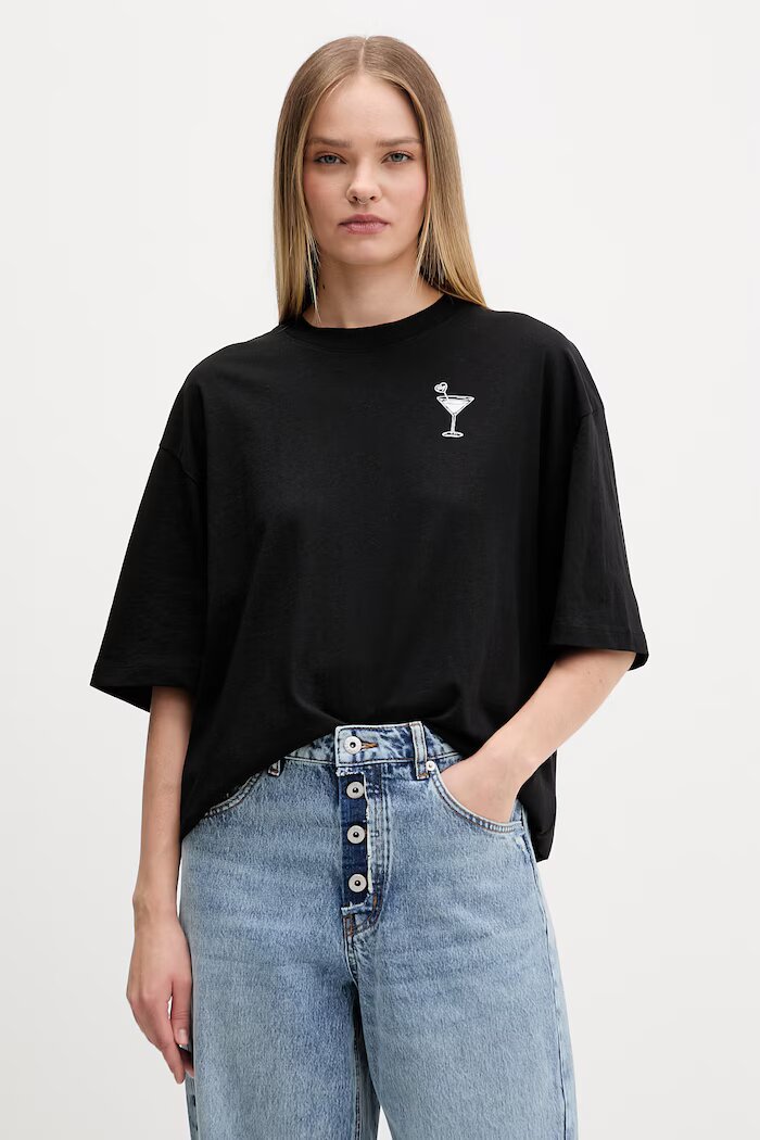 HUGO Blue дамска памучна тениска Oversized_Tee_B черна 50560772